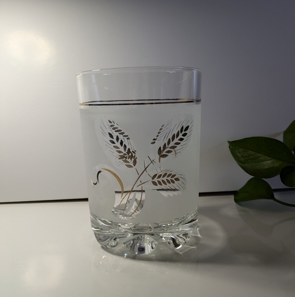 Vintage Italian MCM Covetro Devalbor Frosted Glass Ice Bucket Gold Wheat - Picture 2 of 9